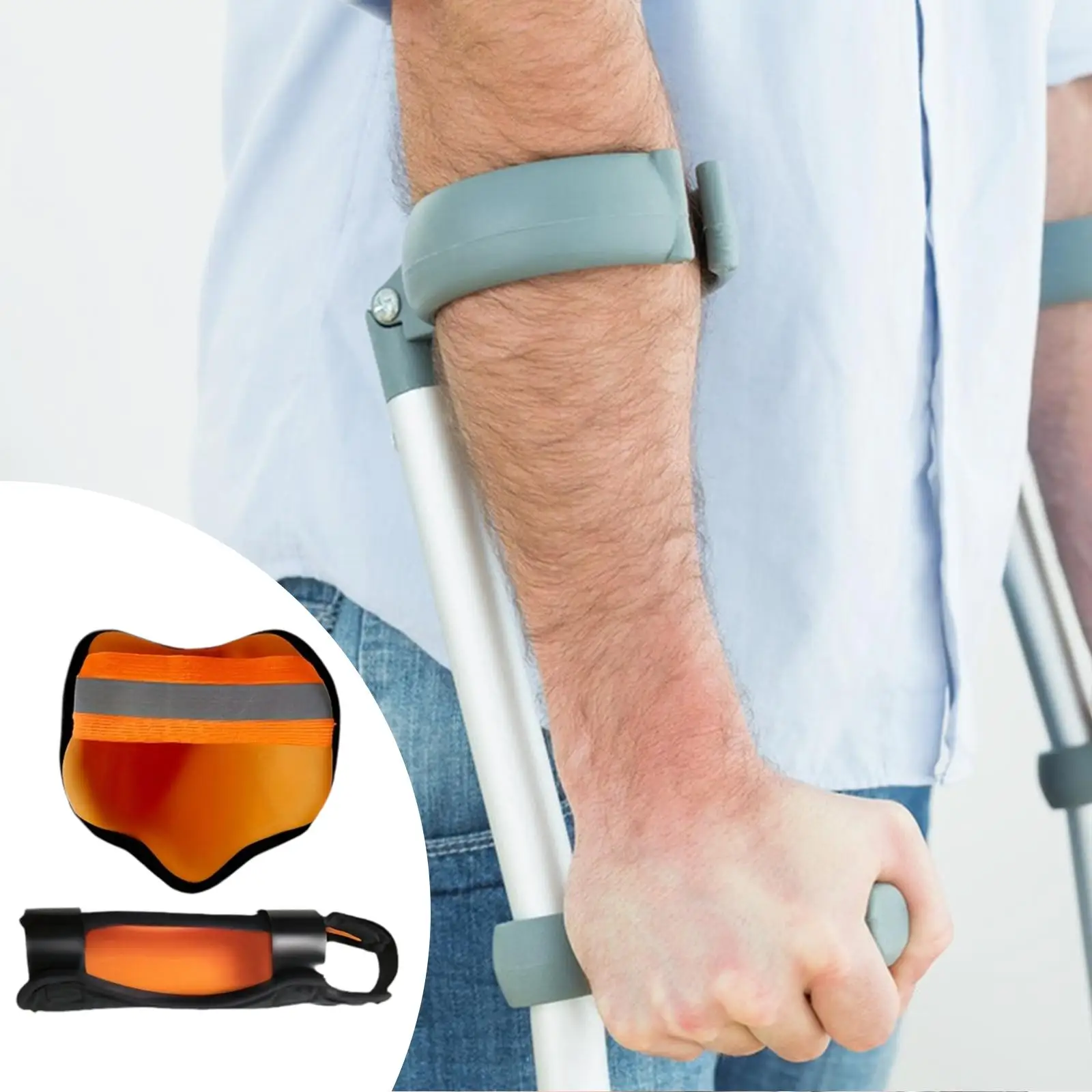 2 Pieces Forearm Crutch Cushion Increases Walking Comfort with Elastic Strap Open Cuff Crutches Cover Handle Case for Elderly