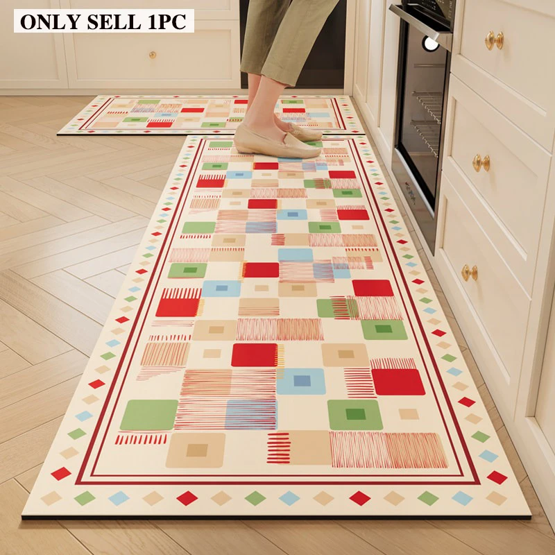 Kitchen Carpet Stain-resistant Wear-resistant Non-slip Floor Mats Dopamine Checkered Rug Long Size Home Decoration Rugs Alfombra