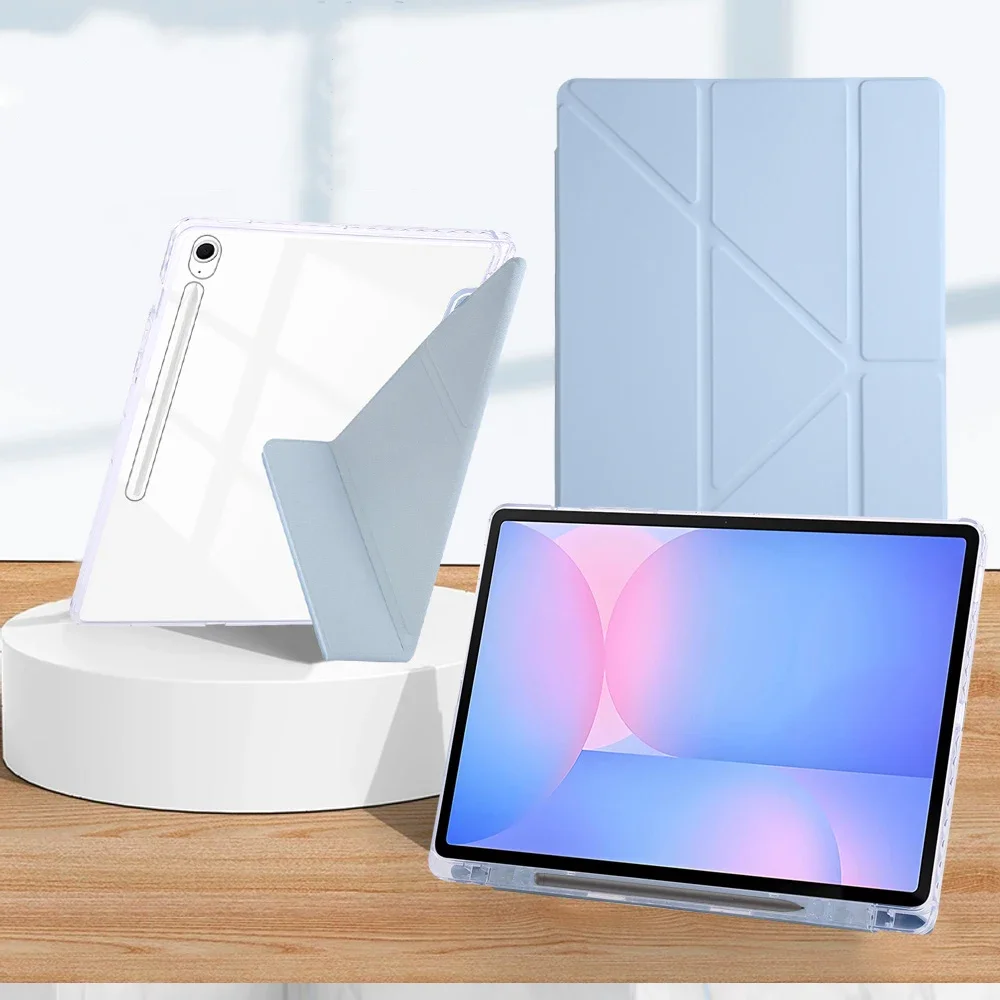 For Samsung Tab S11 11-inch /S10 Lite/S10 FE/S9/S9 FE/S10 Plus/S9 Plus/S9 FE Plus Y-Fold Multi-Angle Folding Stand Case Pen Hold