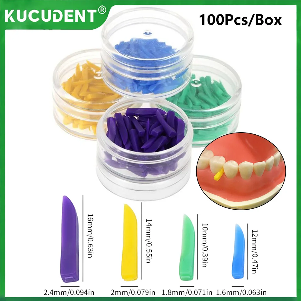 

100 шт./кор., стоматологический межзубный клин, пластиковый клин для зазора между зубами, специально обработанные насадки, защита десен, одноразовые принадлежности для стоматолога