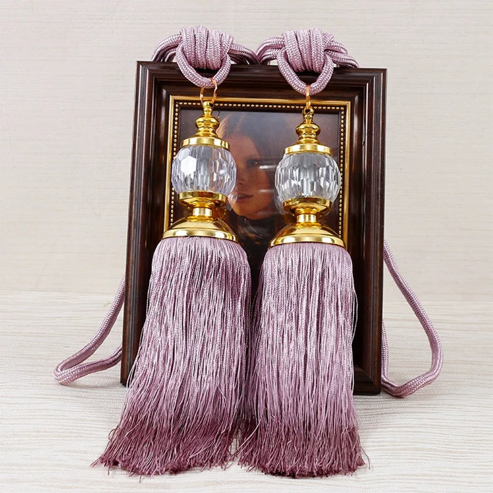 2 Pcs Luxury Curtain Holdbacks Rope Tie Backs Tassel Tiebacks Beaded Ball Decor Pair Home Window Treatment Home Decor