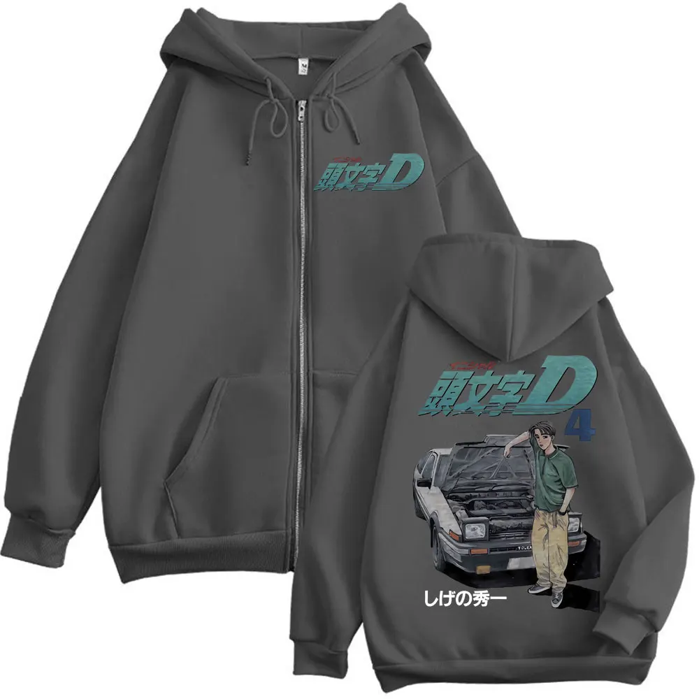 Anime Initial D Takumi Fujiwara Graphic Zipper Hoodies Harajuku