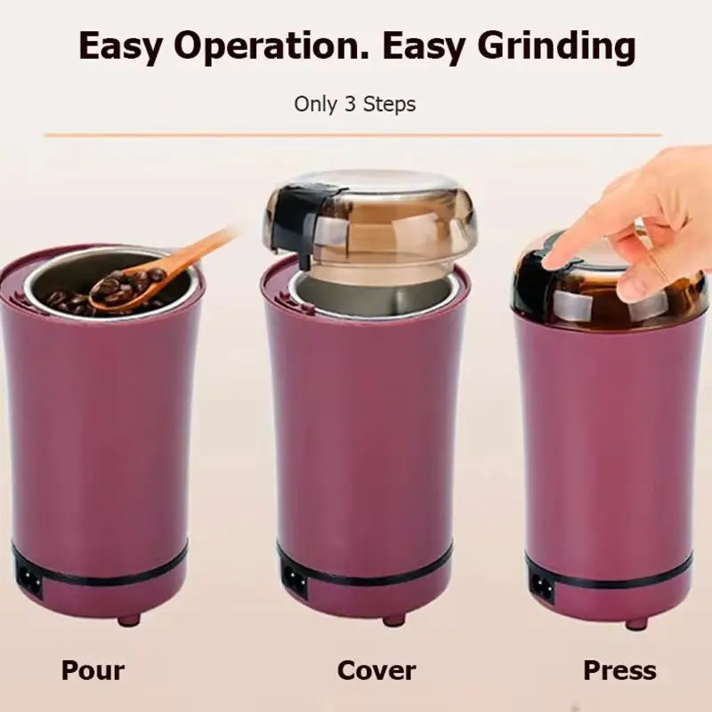 Electric Coffee Grinder Stainless Steel Nuts Beans Grains Mill Herbs Grinding Machine Multifunctional Coffee Bean Grinding Home