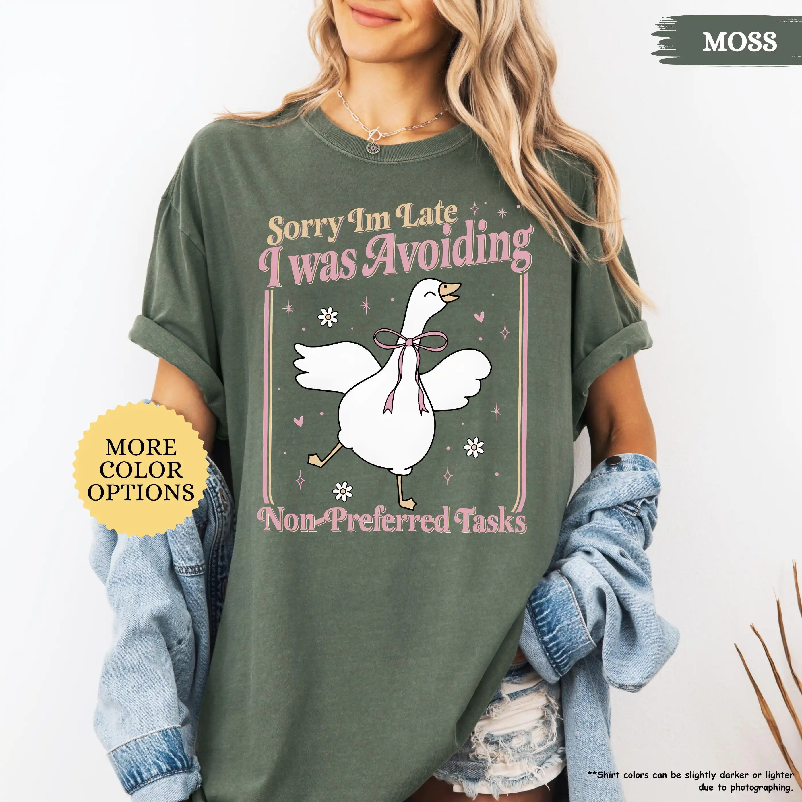 Mental Heath Shirt, Sorry I’m Late I Was Avoiding Non Preferred Tasks, Silly Goose T-Shirt, Sarcastic Gift, Motivational Tee
