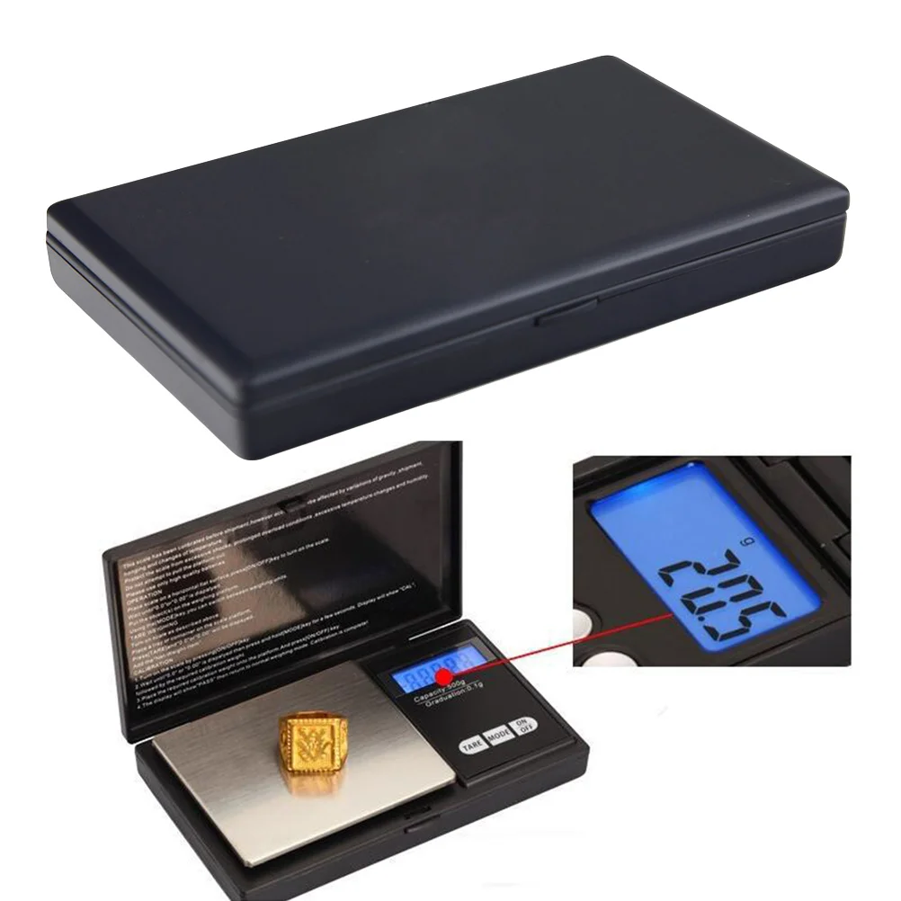 

Portable Jewelry Scale 500G/0.01G Digital Precision Lcd Backlight Compact Pocket Scale For Mailing Reloading Medicinal Kitchen