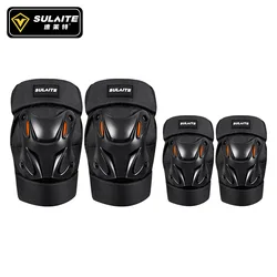 SULAITE Protective Outdoor Sports Motocross Racing Riding Knee Gear Guard Motorcycle Double Straps Adjustable Elbow & Knee Pads