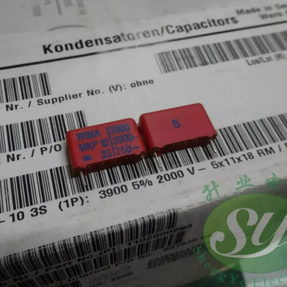 

5pcs/lot MKP10 0.0039uF/2000V 3.9nf 3900pf 3n9 392 Brand New 15mm Film Capacitor