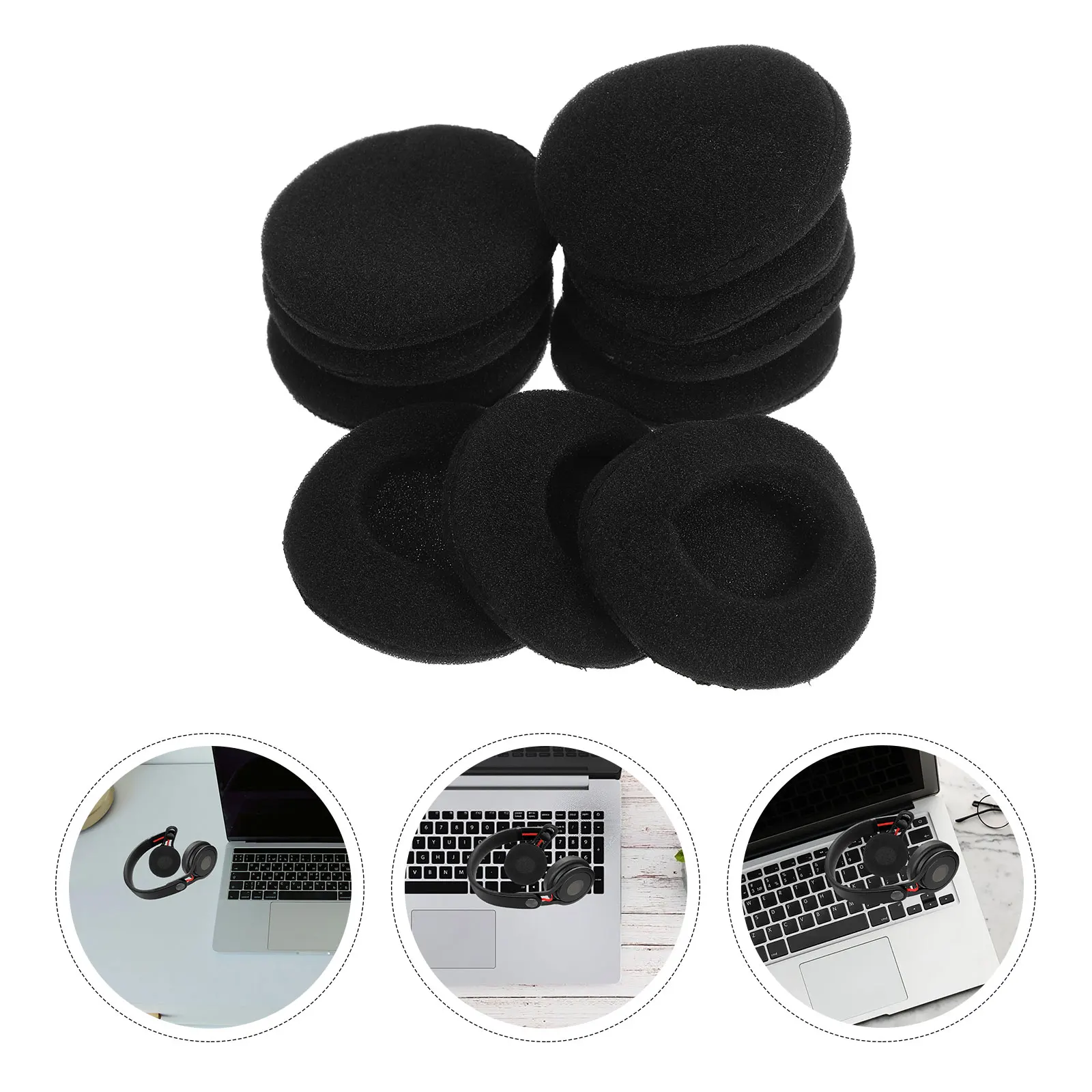 

10 Pcs Covers 40Mm Earphone Covers Black Foam Replacement Earbud Compatible Headphones Earbud 40Mm Bass Practical