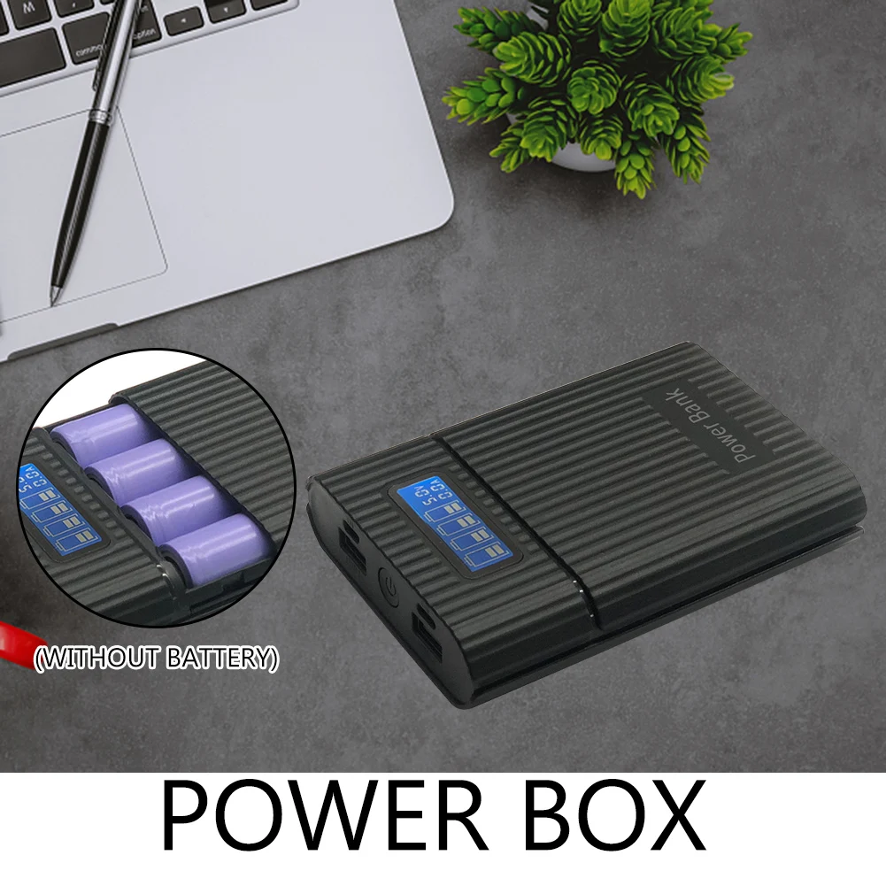 4x18650 Battery Holder DIY Digital Display Fast Charging Mobile Power Bank with LED Flashlight 18650 Battery Charger Storage Box