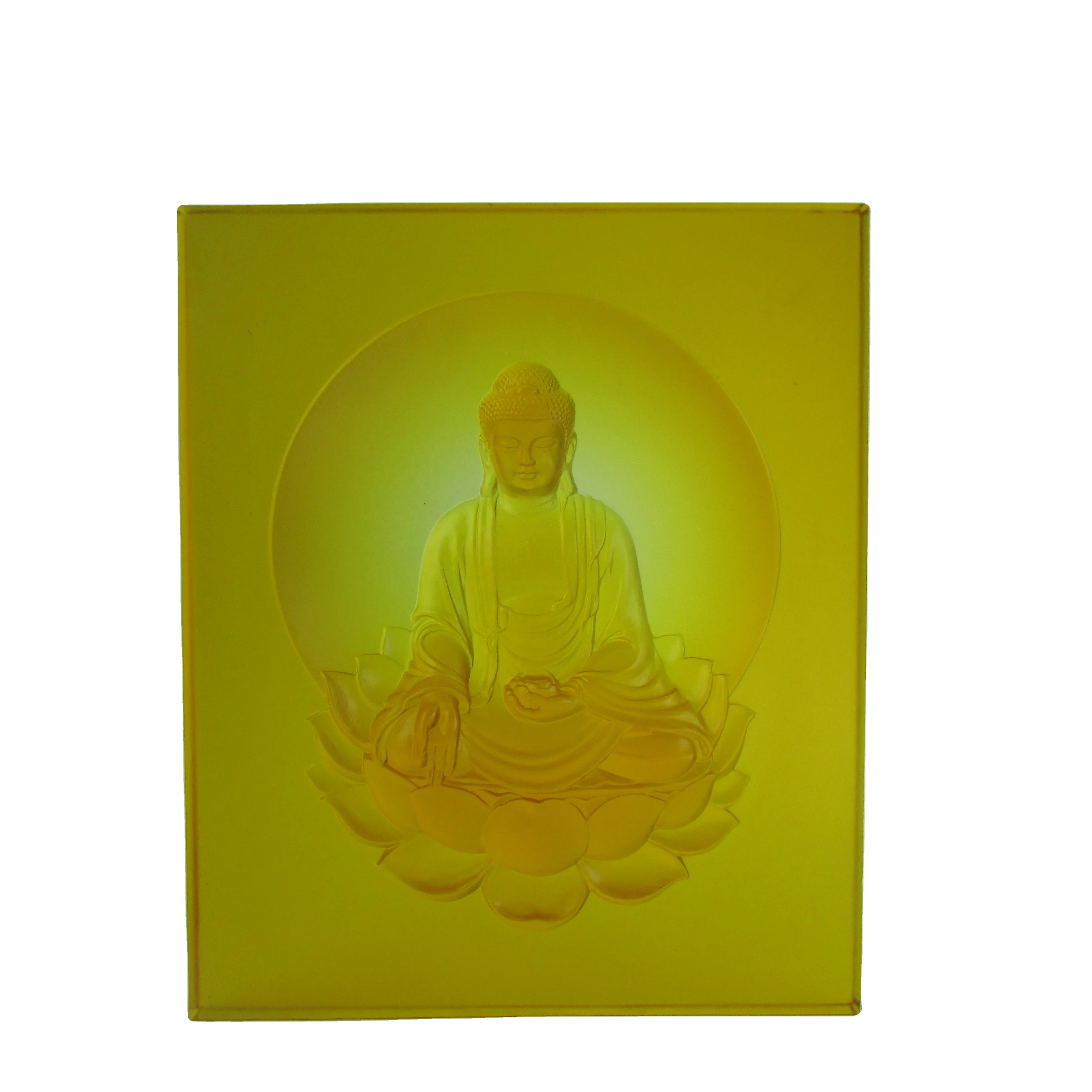 *&r Customized Crystal Glass Buddha Brick Ornaments with Lost-Wax Process Buddhist Theme ArtFamily Brand From Jiangsu