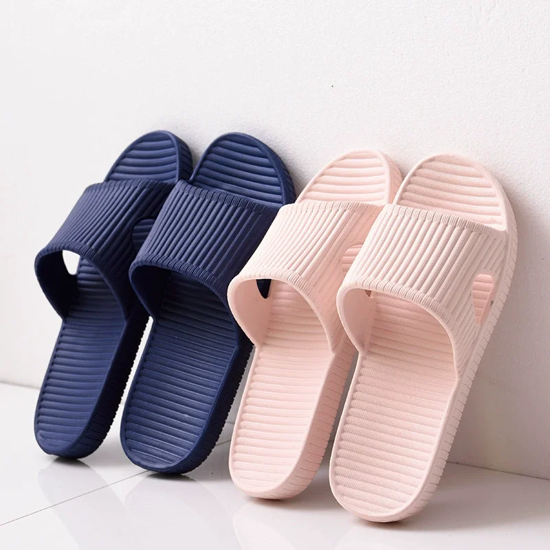 Summer Concise Soft Sole Bathroom Eva Slippers Woman Hollowout Breathable Home Slippers Women Plus Size 36-45 Couples Sandals