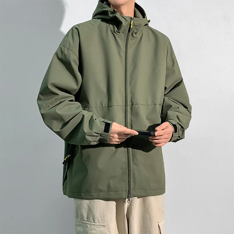 

Men's Outdoor Windbreaker Jacket Solid Color Lightweight Windproof Jacket Hooded Jacket Outdoor Hiking Camping Lightweight Coats