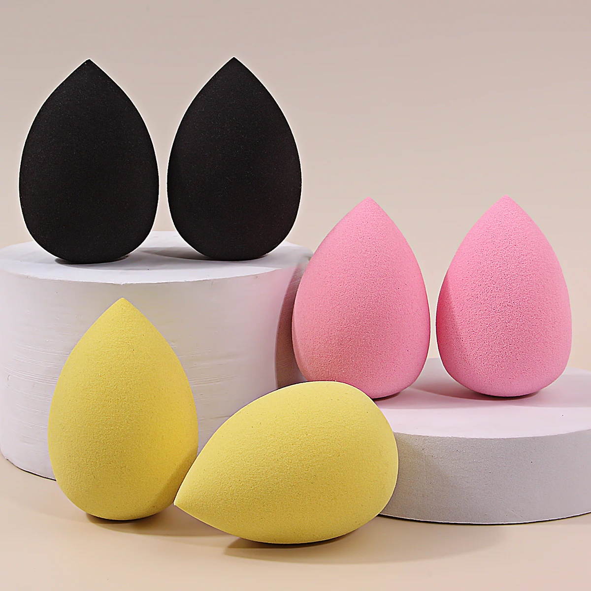 6 uds huevo de belleza de gota de agua de 3 colores, corrector de base de doble propósito suave, húmedo y seco sin látex, fácil de usar para principiantes