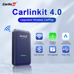 CarlinKit 4.0 CarPlay Wireless Adapter Android Auto Dongle Car Play Mini Box for Benz Audi Mazda Kia Toyota VW OEM Wired Car