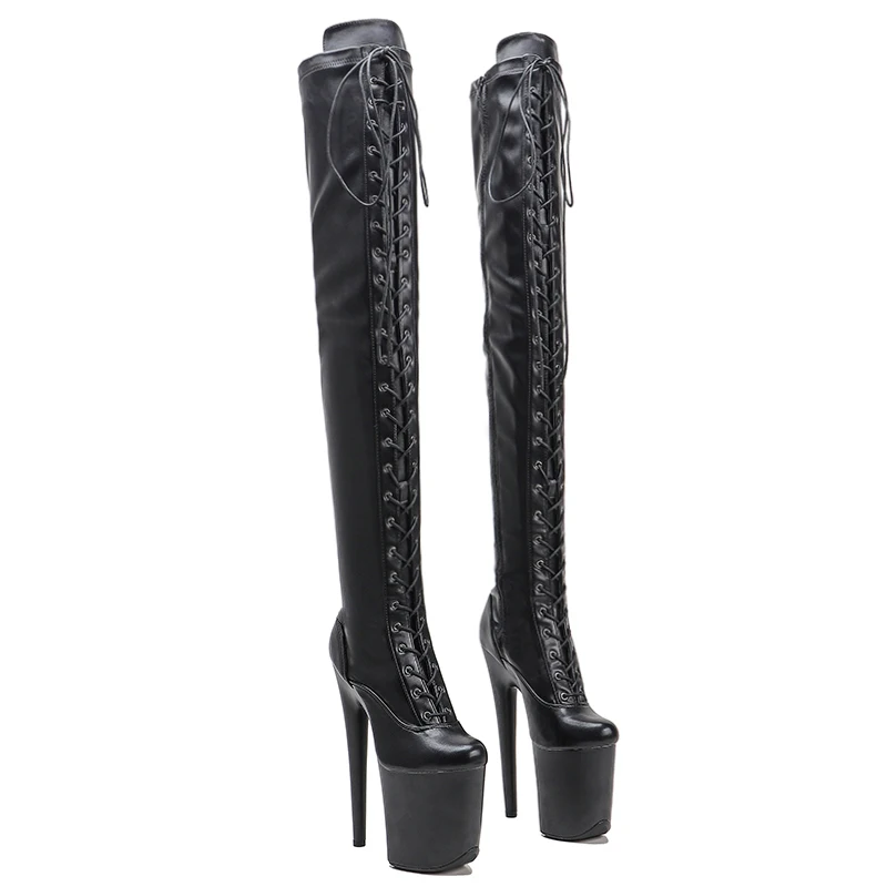 

Leecabe 20CM/8inches Matte PU upper Pole dancing shoes High Heel over knee closed toe platform boots thigh high boots 5K