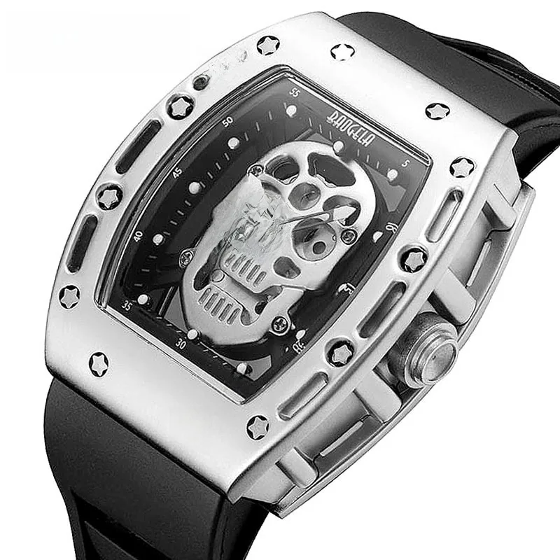 BAOGELABaogra-reloj Domineering Skull Wine, reloj de silicona para hombre, reloj de cuarzo deportivo resistente al agua, Comercio Exterior