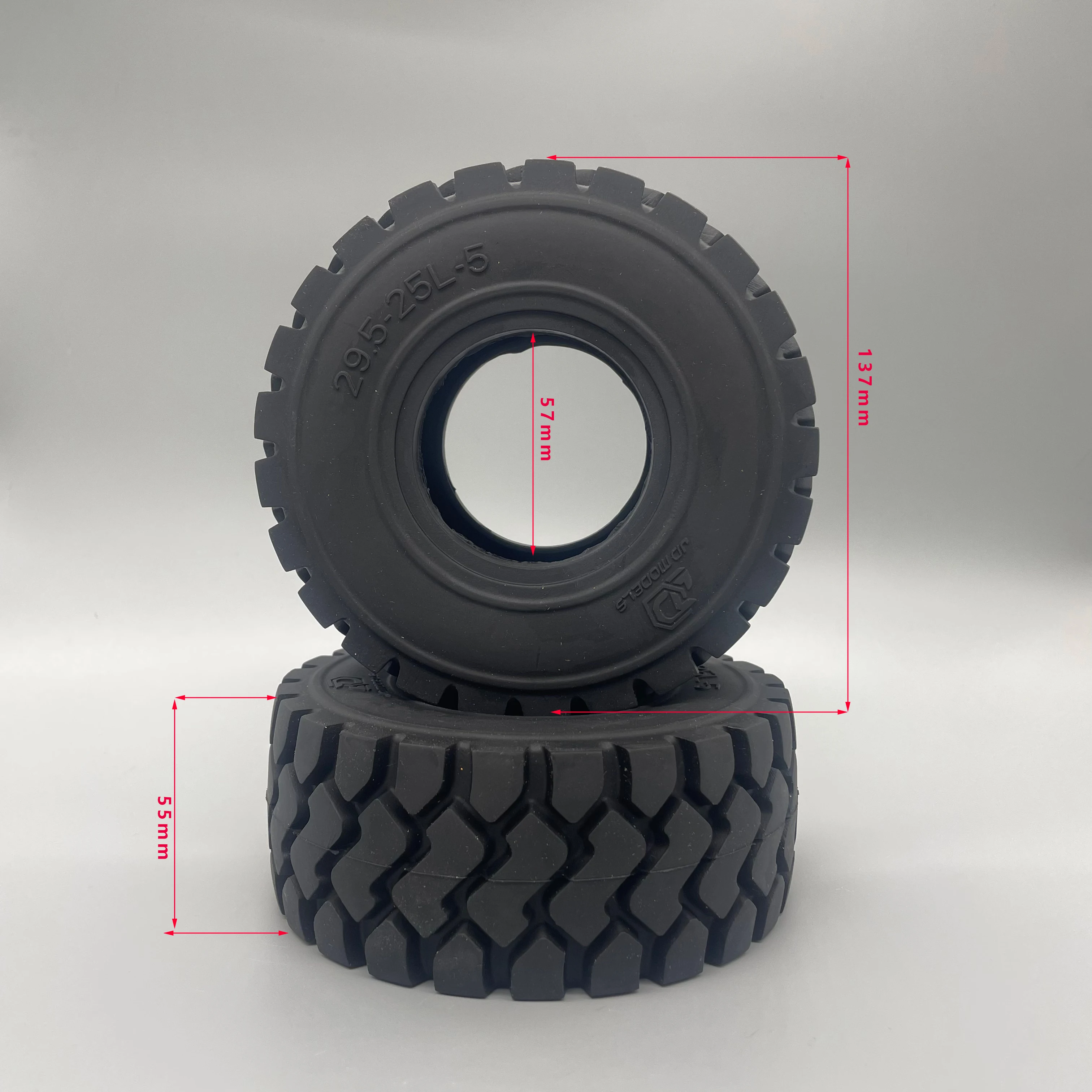 RC Loader Tires 137mm JDM-82 Heavy Duty Rubber Wheels Forklift Tyres for 1/14 Rc Hydraulic Wheel Loader Truck Bulldozer Model