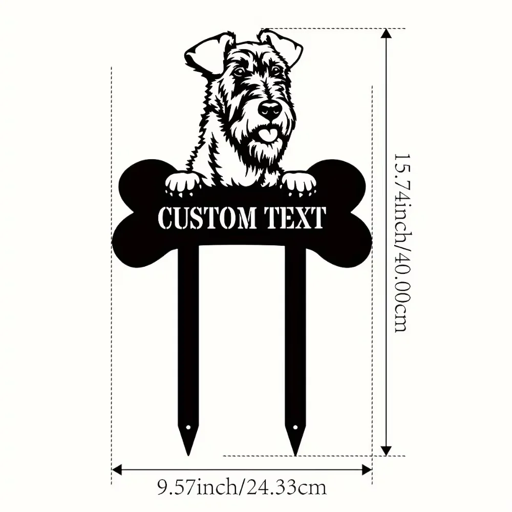 Engraved Iron Dog Memorial Customized and Durable for Outdoor Decor. Pole Mounted Ground Marker, Wall Sculpture Design for Lawn.