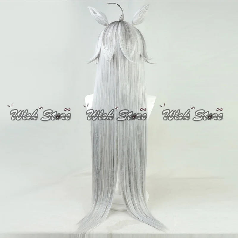 Gorra de Oguri de Anime, peluca de Cosplay Pretty Derby, pelo largo gris y blanco, orejas y cola para mujeres y niñas, accesorios de juego de rol para fiesta de Halloween y Carnaval