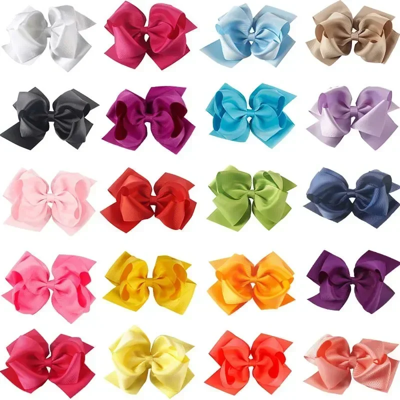

5 Inch 100 Pcs Light Yellow Double Layer Bowsand NO Headband Hair Accessories