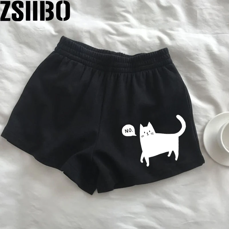 The little kitten that says no Cute printed shorts Casual Shorts For Spring & SummerWomen's Clothing Y2k Loose Women's Shorts