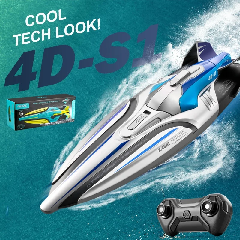 

S1 RC Лодка с дистанционным управлением Лодка с дистанционным управлением 2,4 ГГц Гоночный корабль Летняя скоростная лодка для бассейна и озер Игрушки Подарки для детей и взрослых