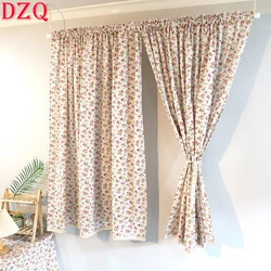 70*150 Korean Red Floral Short Curtains Japanese Rural Linen Flowers Half Curtains for Kitchen Partition Door #A053