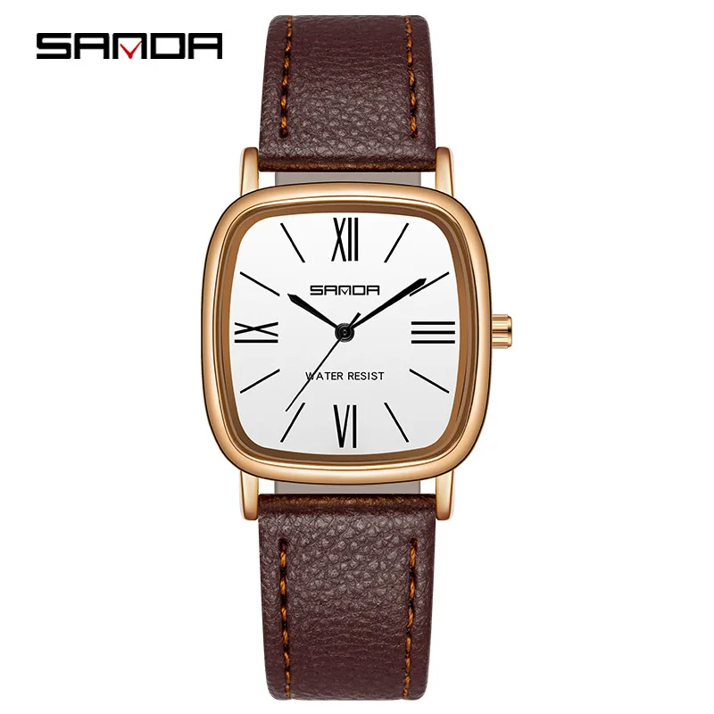 SANDA P1101 Fashion Women's Quartz Watch Roman Scale Waterproof Tempered Glass Mirror Simple Style Belt/Mesh Belt Optional