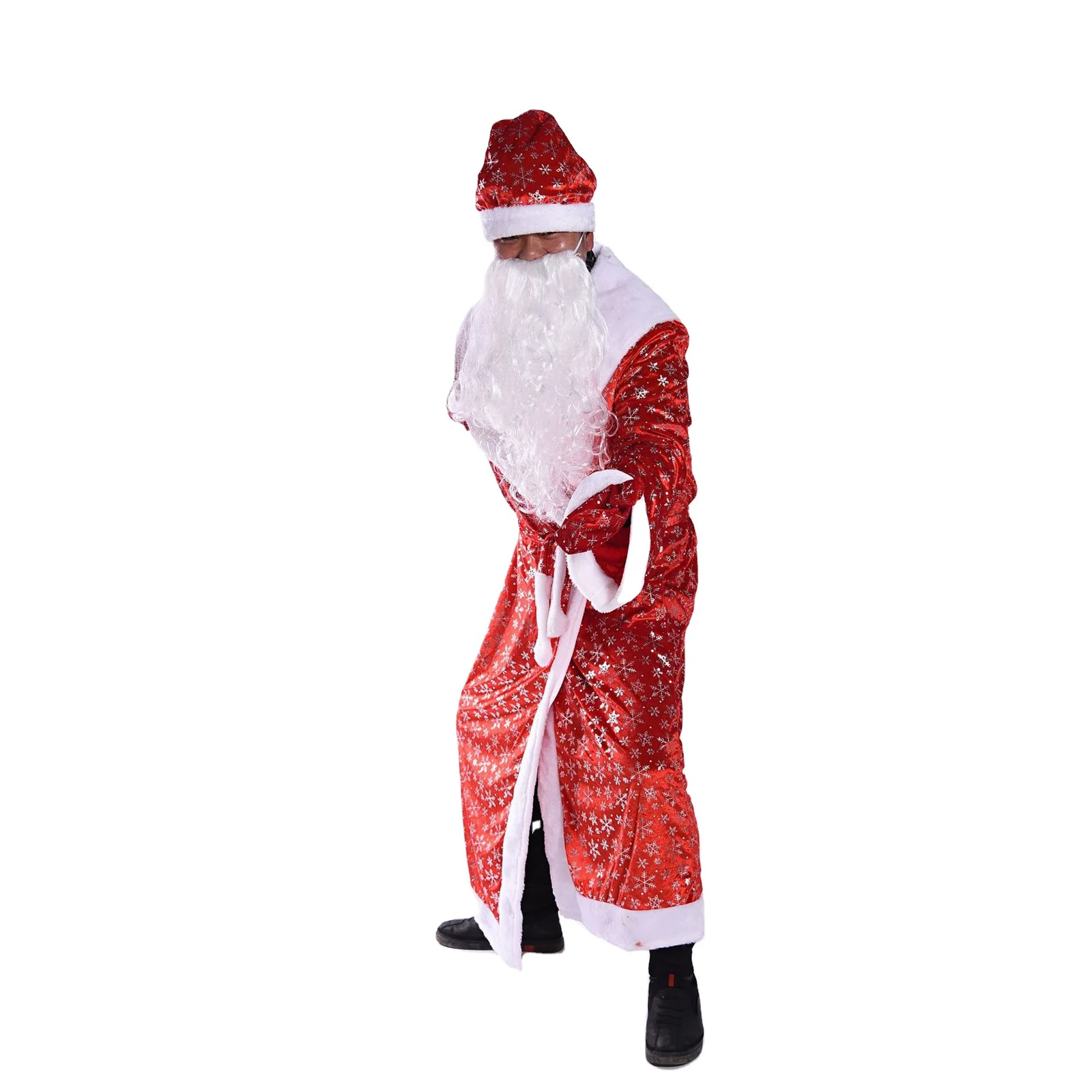 Christmas Santa Claus Cosplay Costume Classic Red Deluxe Velvet Xmas Men Santa Claus Disguise Suit Christmas New Year Party