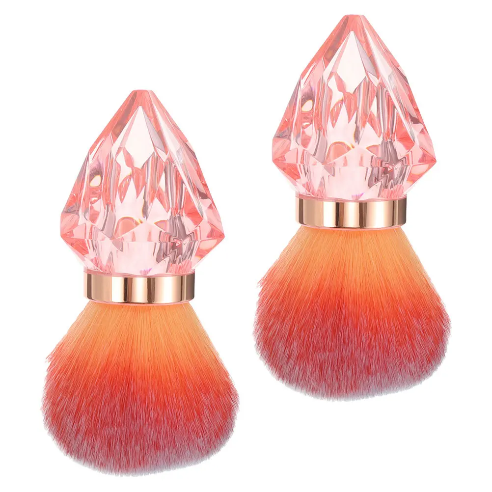 2 Stuks Nail Art Stofborstel Diamantvorm Zachte Grote Kop Roze Nagelreinigingsborstel Draagbare Acryl Uv Gel Poeder Remover