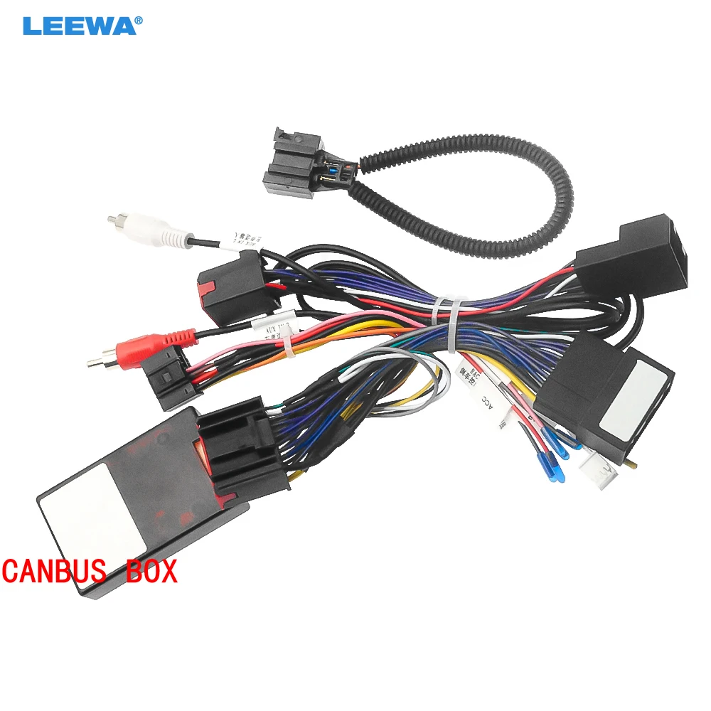 

LEEWA Car 16pin Power Cord Wiring Harness Adapter With Canbus & Fiber AMP Cable For Landrover Discovery 3 (04-09) Installation