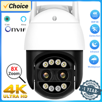 8MP 4K  WIFI Camera 8X Hybrid Zoom Outdoor WIFI Surveillance Camera Human Detection 4MP PTZ IP Camera ICsee Security Protection