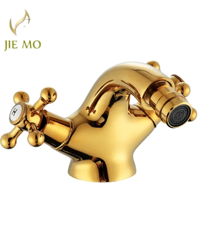 

brass electroplating double handle hot and cold water faucet bidet tap household style women wash basin faucet