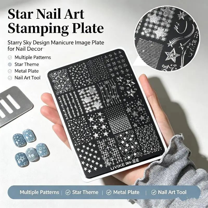 Cartoon Moon Stars Nail Stamping Plates Rectangle Template Stencils Nail Art Stamp Image Plate Manicure Nail Print Tools