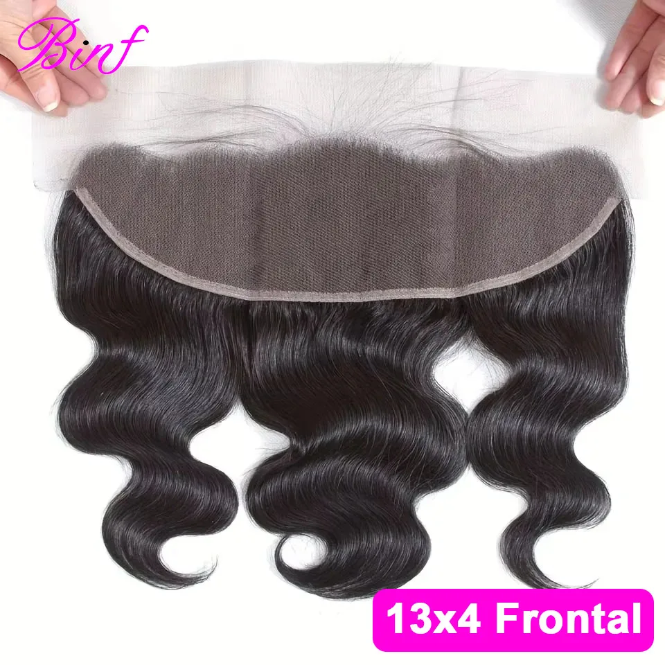BINF Hair 4x4 Body Wave Lace Closure, nur vorgezupft, transparente Schweizer Spitze, Echthaar für schwarze Frauen, vollständig weich. – Detail 12