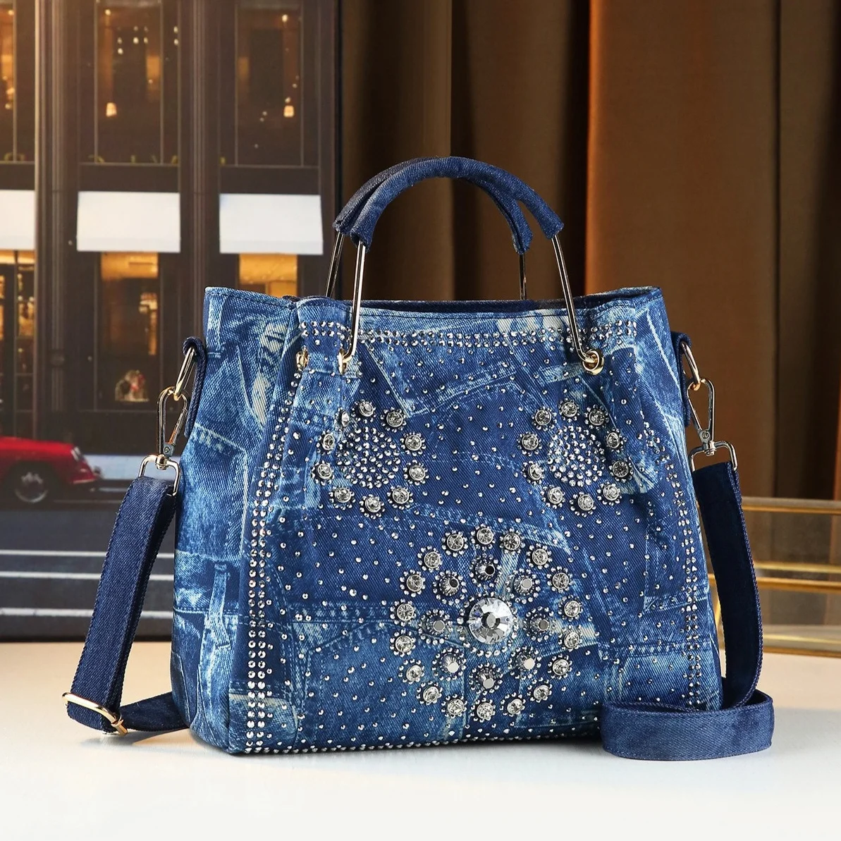 

Ladies' fashionable inlaid elegant handbag, personalized street style Y2K spicy girl gradient shoulder bag