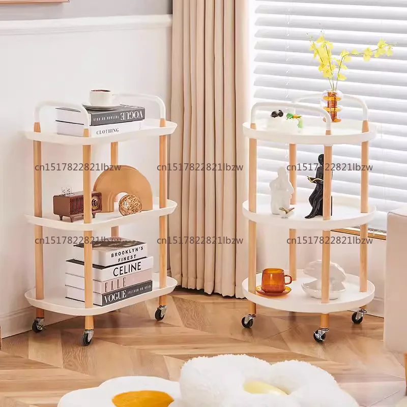 Kitchen multi-tier movable handcart storage rack, simple floor-standing type, suitable for bedroom, living room, and dormitory