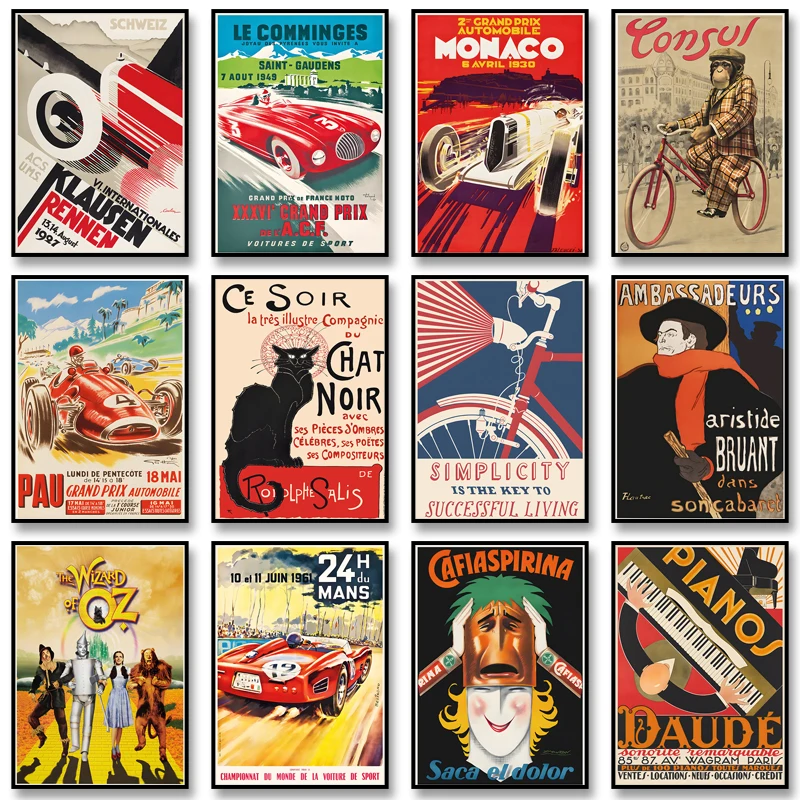 Bicycles Vintage Advertising Posters Paris Vintage Ad Canvas Painting Print Wall Art for Living Room Cuadros Home Decoration