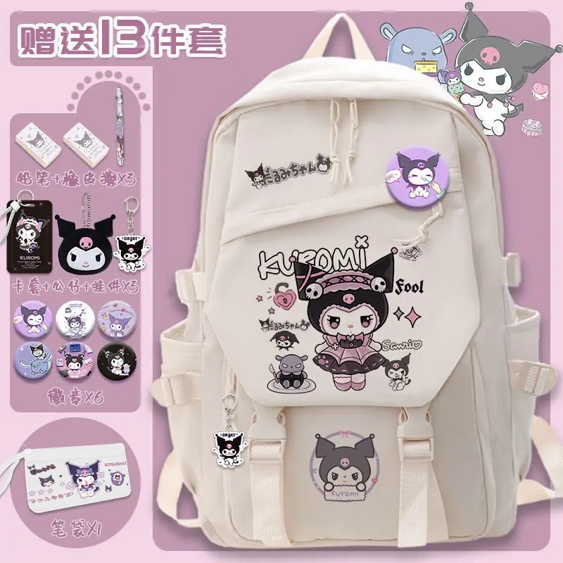 Sanrio bonito dos desenhos animados grande capacidade mochila, mochila casual para estudante menina Ins, novo Clow M