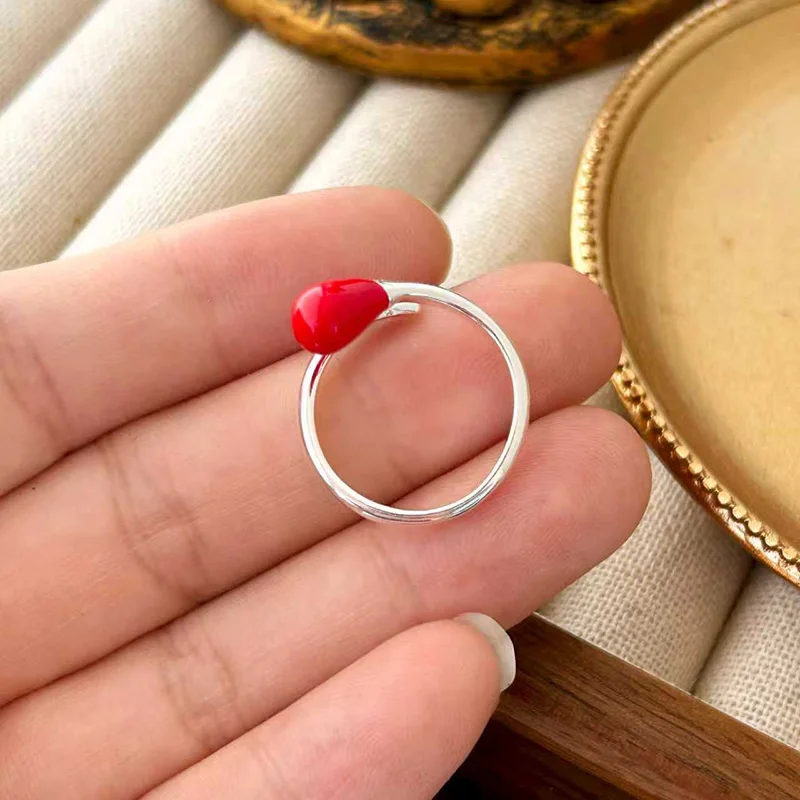 Foxanry Silver Color Handmade Open Ring For Women Couple Minimalist Creative Design Classic Unique Fashion Birthday Jewelry Gift - view 6
