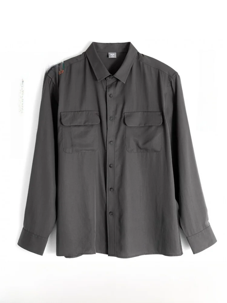 

Spring Long Sve irt Dad andpa Middle-aged And ly Men's Loose Fit Casual Faion Urban Sle Ry Fiber irt