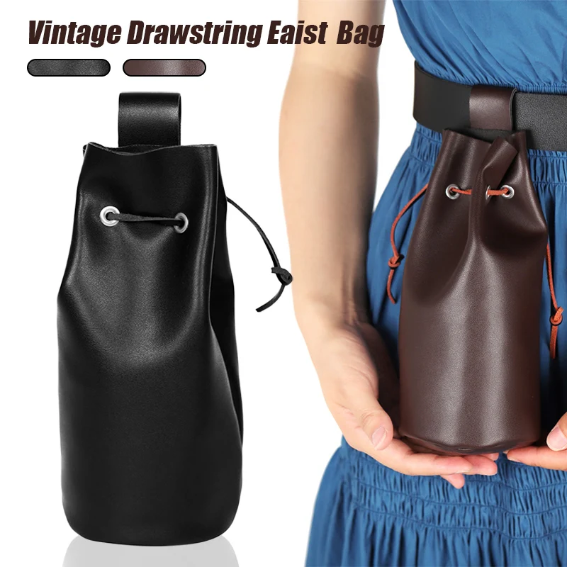 Medieval Vintage Money Pouch Bag Waist Ring Belt Costume Accessory Parts for Men Women human Leather Drawstring Bag Coin Purse