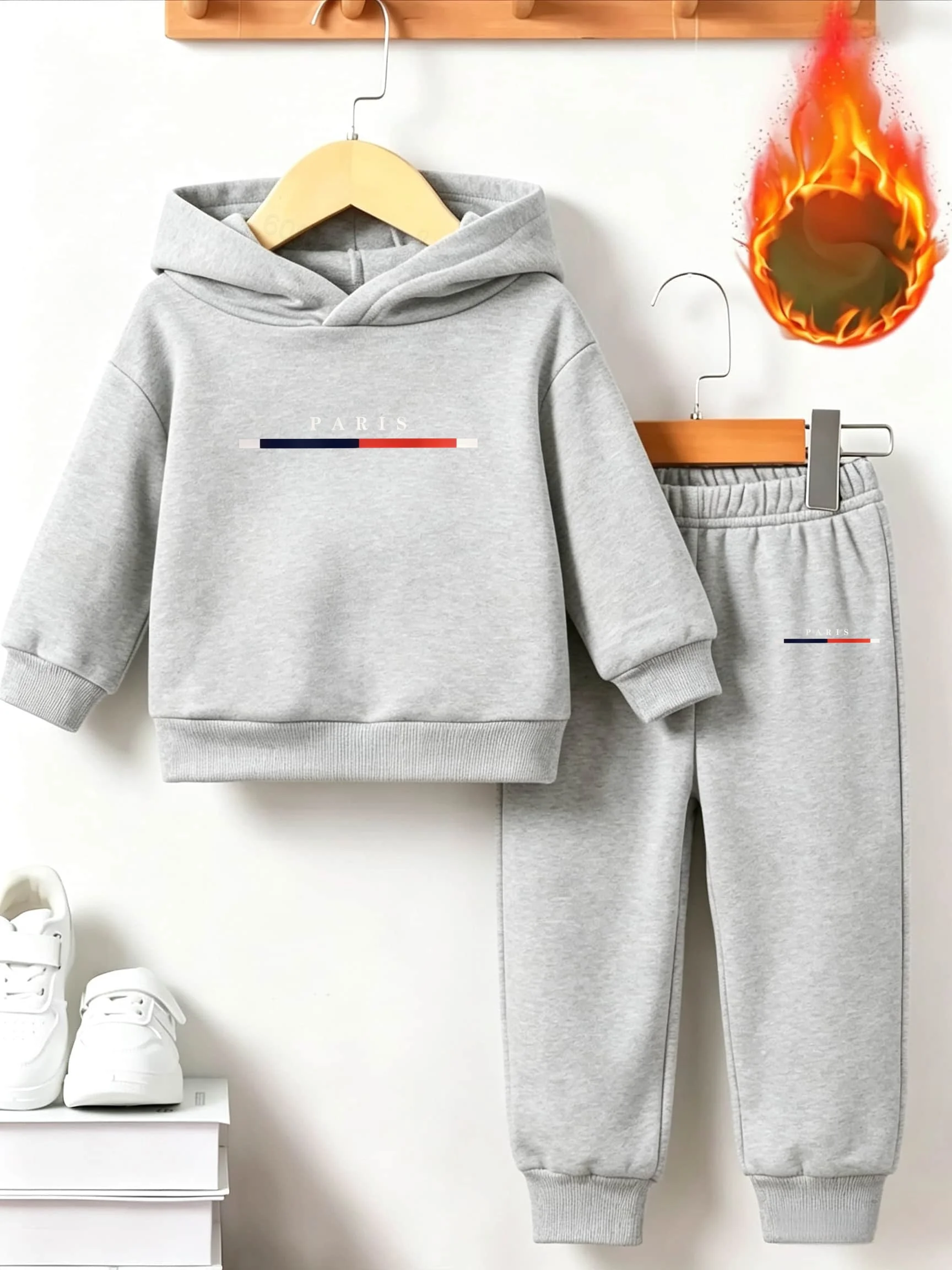 Kinder-Komfort-Kapuzenpullover - Trendiges Marken-Wärmeset für Jungen und Mädchen, Langärmliges Sport- und Freizeitoutfit – Detail 3