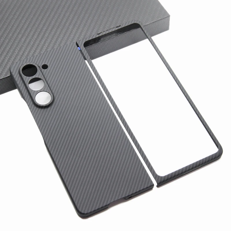 ZXKE Carbon Fiber Case For Samsung Galaxy Z Fold5 W24 Embedded Iron Sheet Magnetic Car Support Magsafe 600D Aramid Fiber Shell