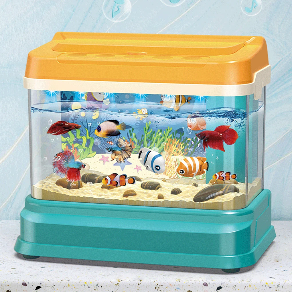 

Childrens Play Fishing Toy Happy Sound And Light Feeding Mini Aquarium Feed Fish Together Simulation Toys