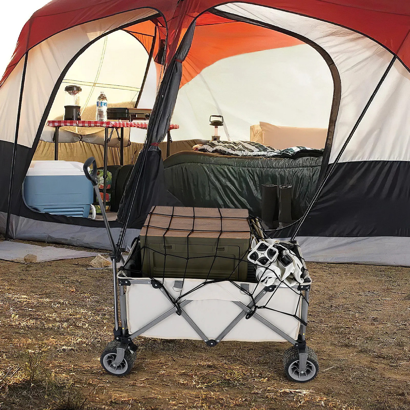 Luggage Net Camper Trolley Cover Adjustable Extra Thick Bungee Net for Camping Cart Garden Trolley Outdoor Camping Supplies