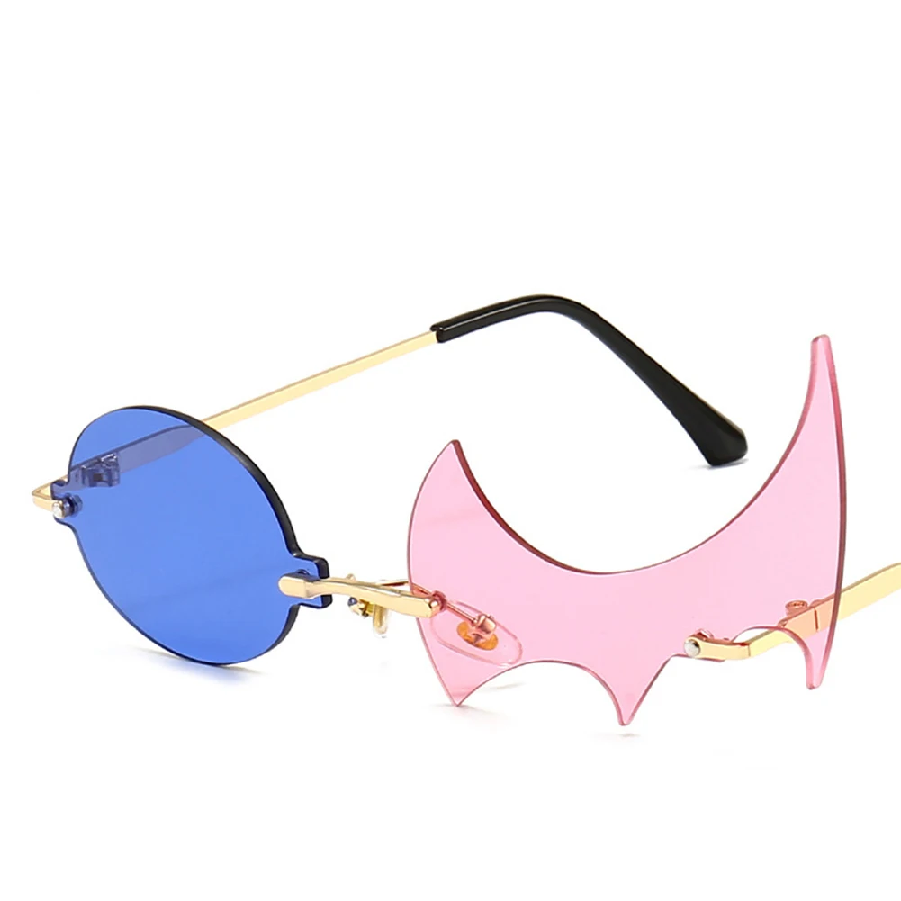 Irregular Two Colors Lens Sunglasses Personality Shaped Cool Glasses Polygonal Flame Halloween Gift Eyeglasses Accessory UV 400