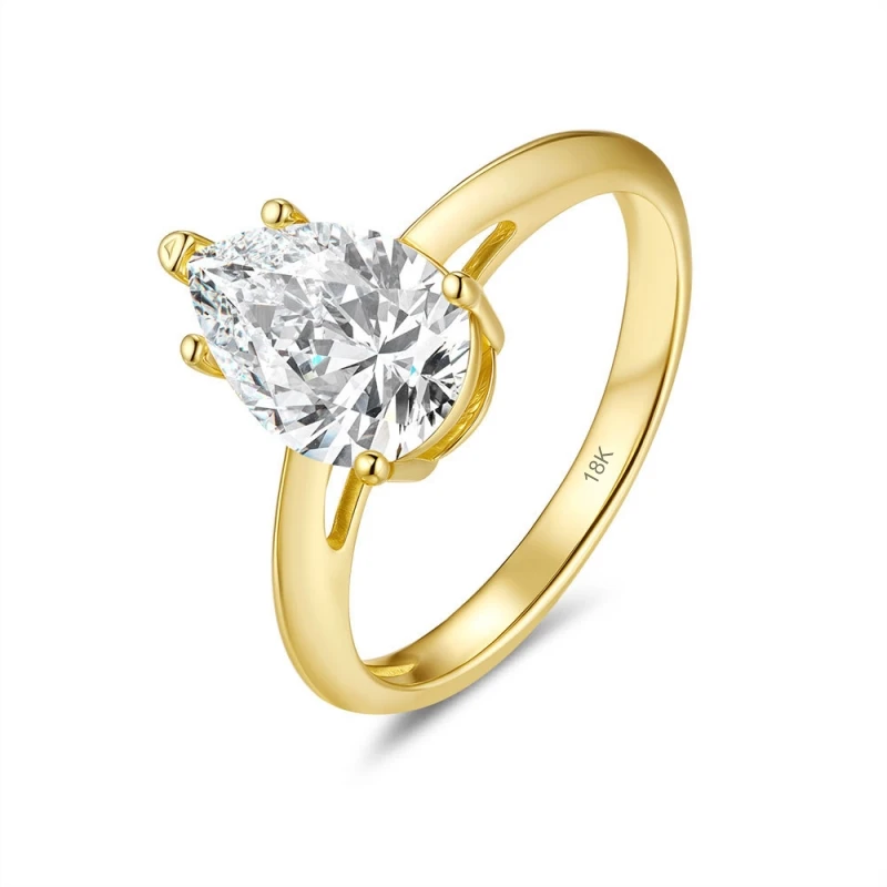 النساء المشاركة 18K الذهب الزفاف الفرقة 2CT الكمثرى مويسانيتي الماس زوجة عيد الحب خواتم فتاة صديق هدية عيد ميلاد مجوهرات #5