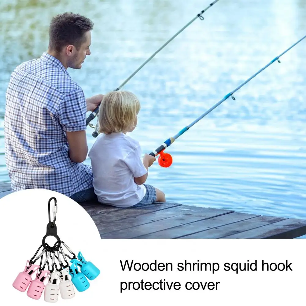 Fishing Hook Bonnet Fishing Hook Cover Set with Carabiner Portable Shrimp Lure Squid Jig Protector Case Bonnet Clip for Anglers