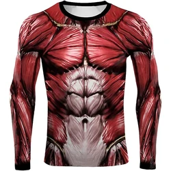 Halloween Muscle Simulation 3D Print T-shirt funny Men's Bodybuilding cosplay Tops Carnival Party Hip-hop Long-sleeved T-Shirts